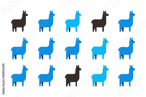 Blue and Black Llama Pattern