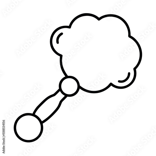 Smiling cloud character with baby rattle Line Art Vector illustration