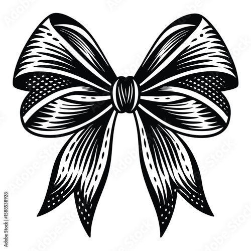 Elegant black ribbon bow white decorative