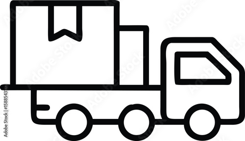 Black outline delivery truck with boxes vehicle transportation
