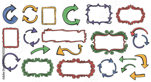 This versatile vector set features hand-drawn vintage frames, labels, and borders, perfect for retro invitations, cards, and decorative scrapbooking designs