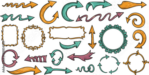 Colorful vector design set with fish and floral elements