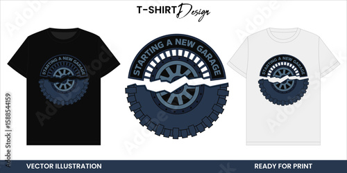 Garage Wheel Vector T-shirt Design or Print and Sticker – Starting a New Garage