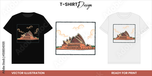 Australia Landmark Vector T-shirt Design or Print and Sticker. Retro Skyline Tower Art
