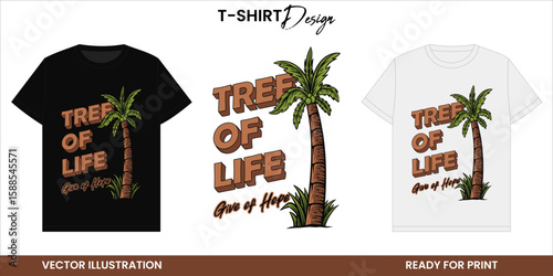 Simple Tropical Tree Vector T-shirt Design or Print and Sticker – Tree of Life Concept