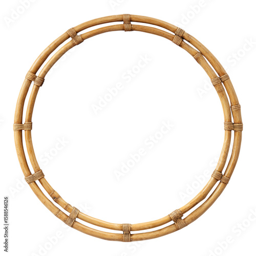 Isolated Round Bamboo Frame on Transparent Background