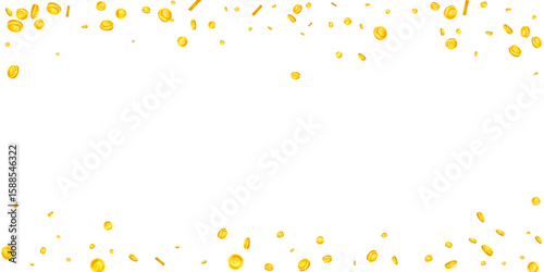 European Union Euro coins falling. Scattered gold