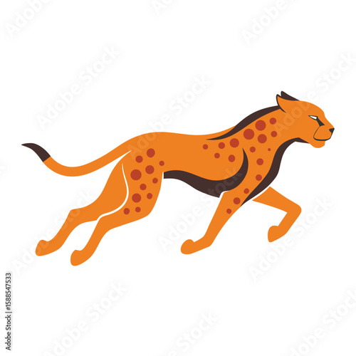 Dynamic Running Cheetah Vector Illustration – Wild Animal Icon