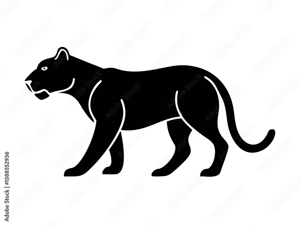 Obraz premium Powerful black panther logo design, perfect for a strong brand identity. A bold, stylized black panther graphic, perfect for logos, emblems, or branding materials.