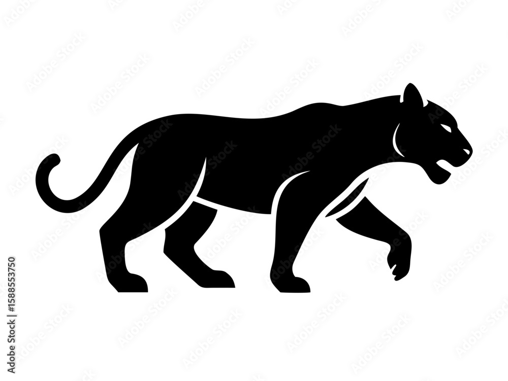 Obraz premium Powerful black panther logo design, perfect for a strong brand identity. A bold, stylized black panther graphic, perfect for logos, emblems, or branding materials.