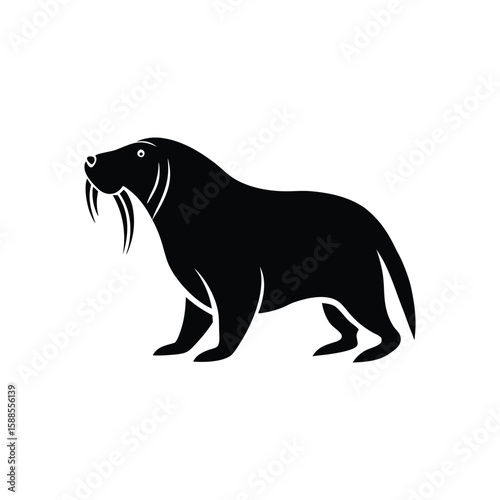 Majestic Steller's Sea Cow Silhouette Extinct Marine Mammal Illustration