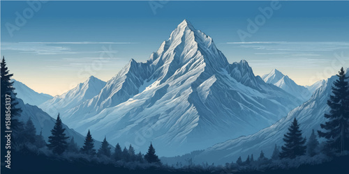 Snow-capped mountains define a breathtaking winter landscape, offering a panoramic view of an alpine wonderland under a clear sky