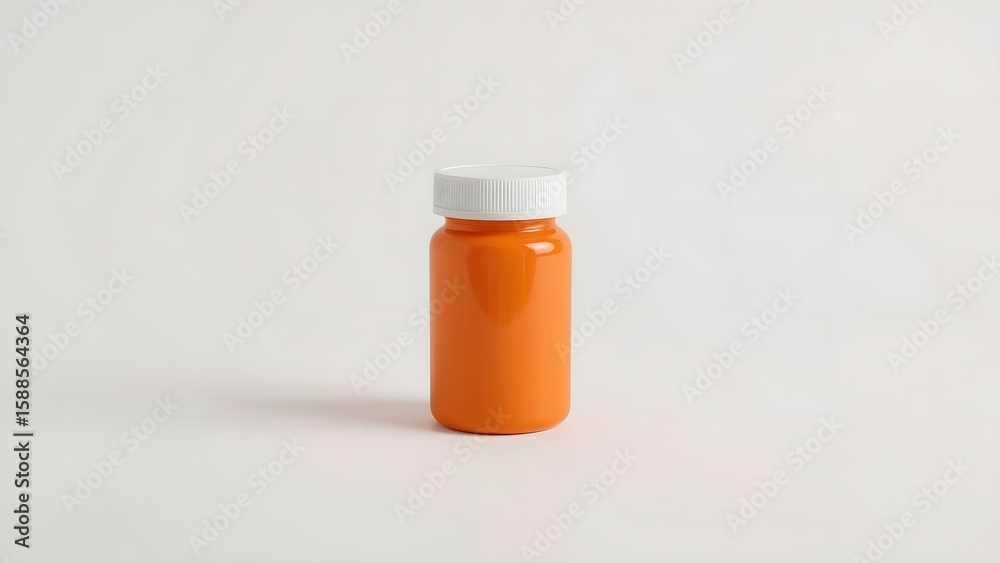 Orange pill bottle on white background. Focus on foreground, shallow DOF. Orange pill bottle on white background. Focus on foreground, shallow DOF.