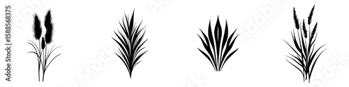Unique black icon designs featuring various types of plants illustrating natural beauty and artistic expression