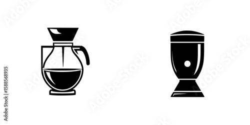 Coffee maker and blender icons representing kitchen appliances for daily use in home cooking and beverage preparation