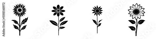 Colorful floral icons representing different types of flowers on a white background, showcasing creativity and design versatility