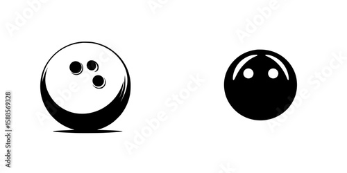Black bowling ball icons designed for visual representation in sports and gaming contexts