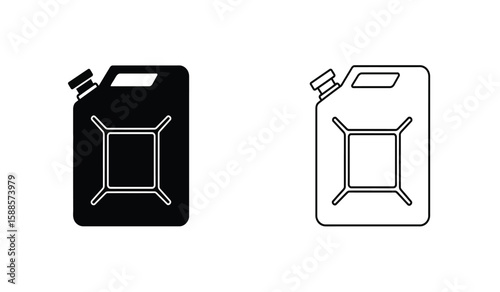 Two fuel cans one black and one white in a simple line drawing