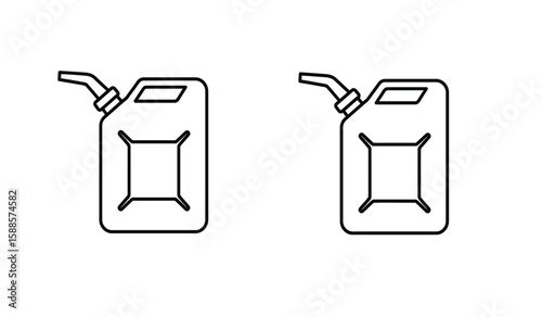 Two Jerry Can Icons One with Spout in Black and White Outline