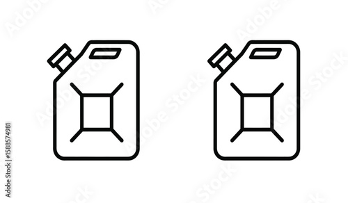 Two Jerry Can Icons in Black Outline on White Background