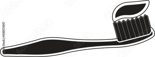 Toothbrush and toothpaste icon representing daily oral hygiene tools and brushing practice with transparent background