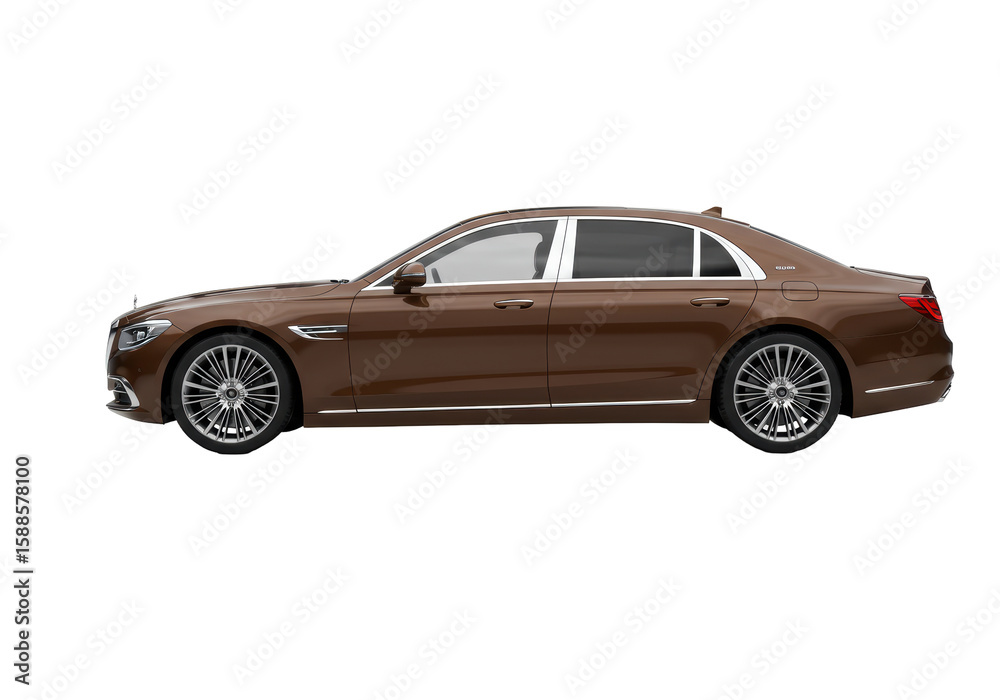 Obraz premium Isolated Luxurious Brown Sedan Car with Chrome Accents