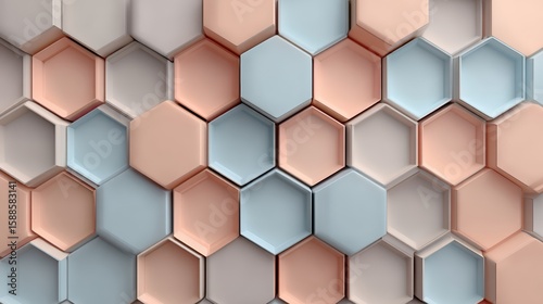 Pastel Hexagon Wall Texture with Minimal Shadow Play.