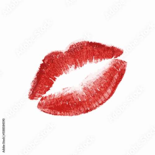 red lips print isolated on white background