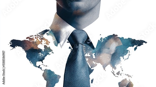 Businessman with world map overlaid