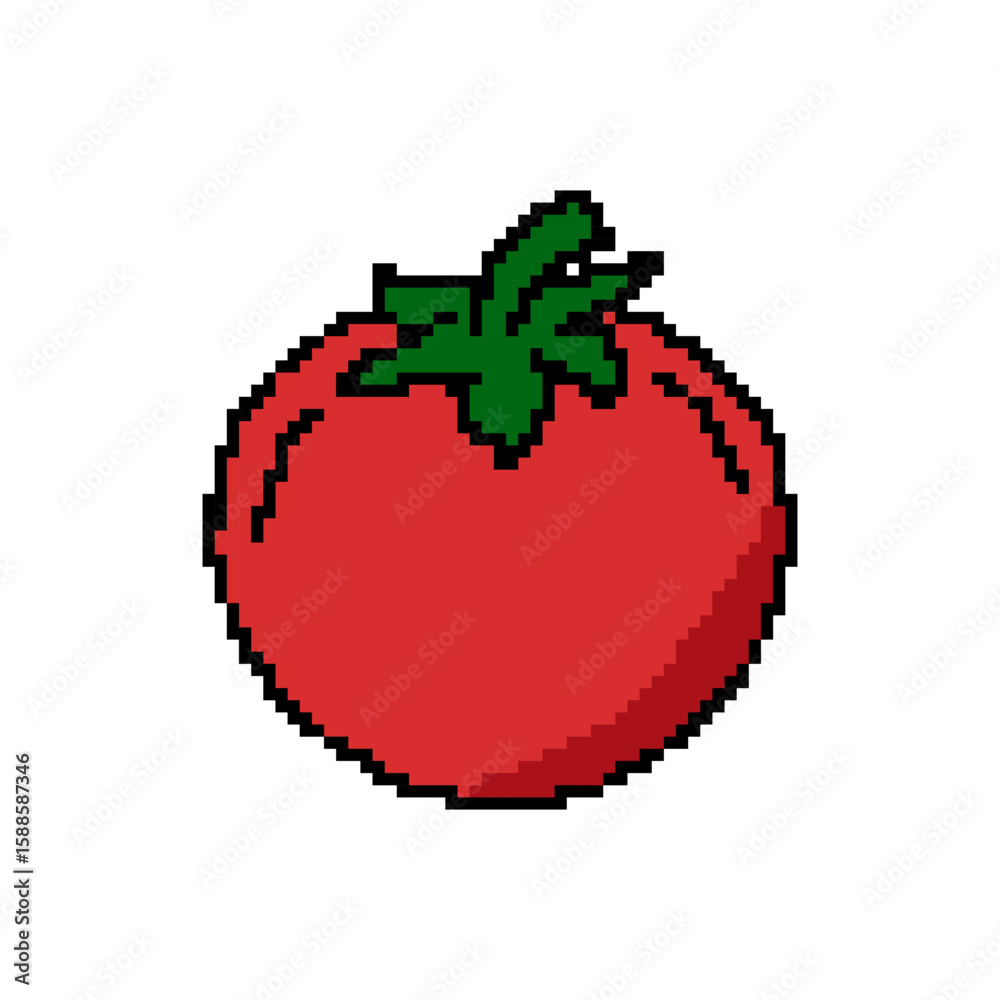 Fototapeta premium Tomato Pixel Color Lineal Icon. Red Tomato Pixel Art Symbol