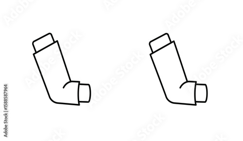 Asthma Inhaler Line Art Illustration for Respiratory Health and Medical Treatment
