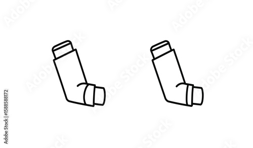 Two Asthma Inhalers Outline Style for Respiratory Health and Medical Treatment