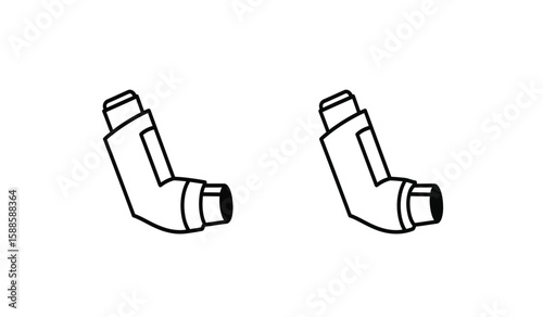 Two Asthma Inhaler Line Art Illustrations on a White Background