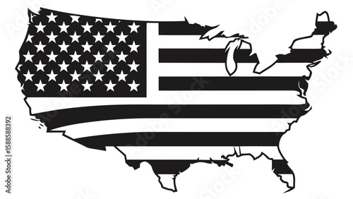 An Iconic American Flag Design Showcasing the Continental United States Map