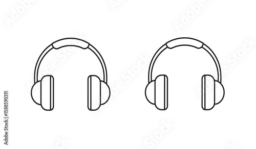 Minimalist Headphones Outline Illustration for Audio Music and Listening Concepts