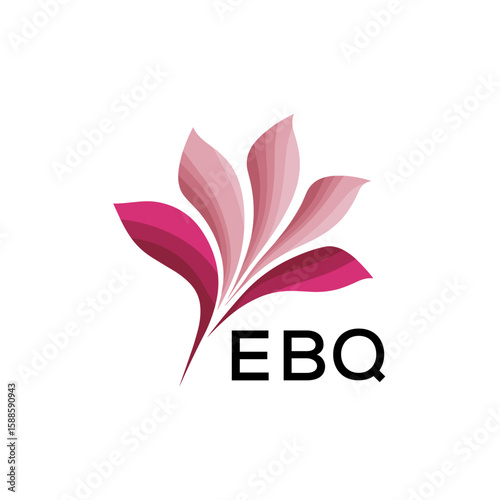 EBQ Modern Floral Abstract Logo Design, EBQ Later Logo, Creative Botanical Brand Identity

