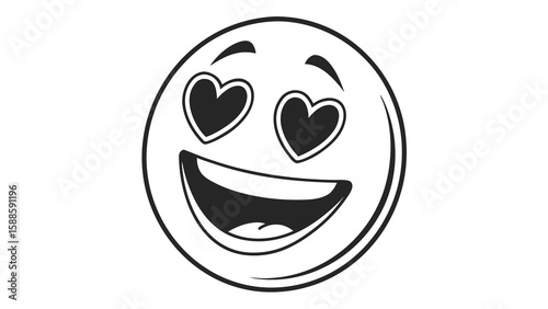 Expressing joy and affection with a happy face emoji featuring heart-shaped eyes and an open mouth