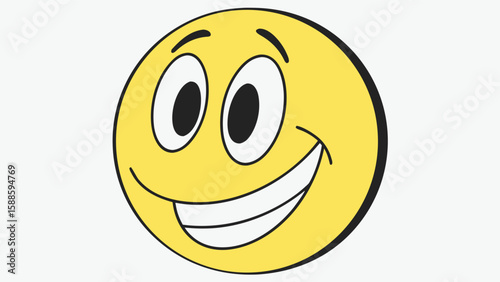 A happy smiling yellow emoji with big eyes showing its teeth in a wide grin