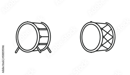Minimalist Line Art Illustration of Two Drums on a White Background