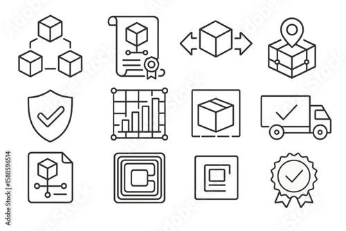 Blockchain, cryptocurrency outline icon set. bitcoin, digital fintech symbols collection