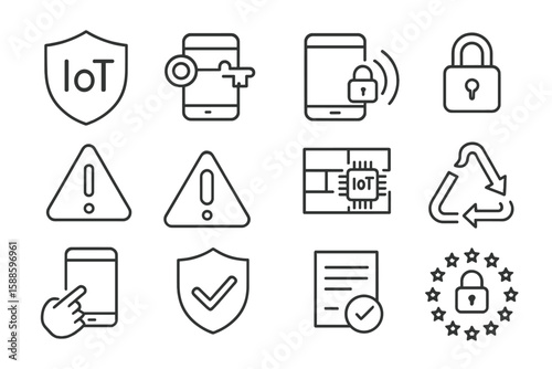 Internet of things, security outline icon set. smart technology, protection icons collection