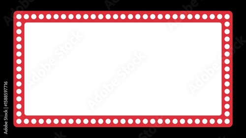 Retro light bulb frame animation. Red marquee light board sign vintage