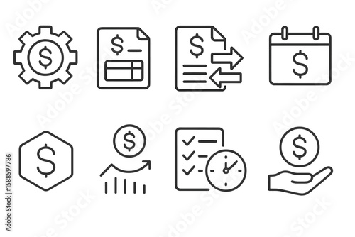 Finance and payment line icon set. transaction, money, budget symbols collection