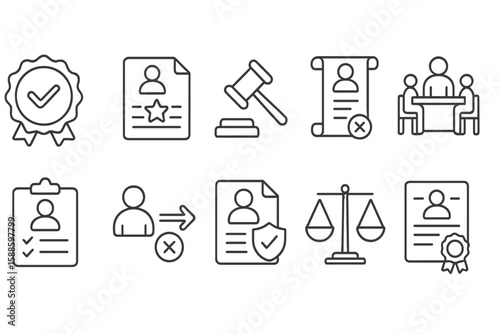 Employment and hr outline icon set. recruitment, job application symbols collection