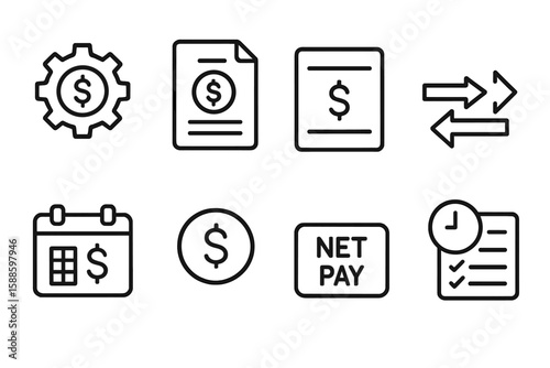 Finance, accounting line icon set. budget, money, payment outline collection