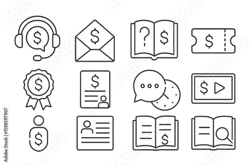 Finance, business line icon set. payment, communication icons linear collection