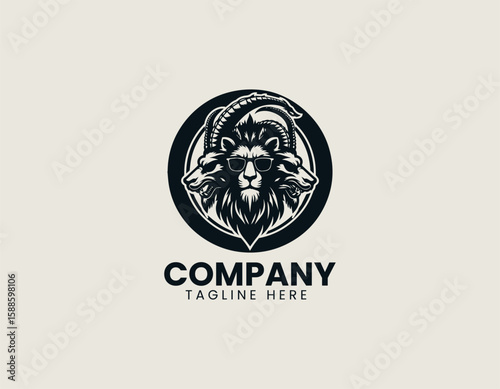 Modern Chimera Mythical Beast Cool Lion Goat Dragon Vector Logo Design
