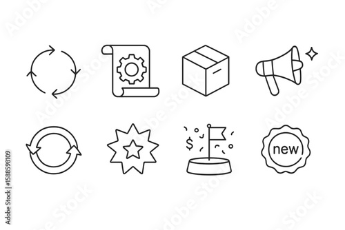 Business, marketing outline icon set. professional line icons collection for branding