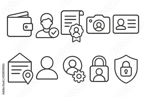 Security, privacy line icon set. protection, id verification icons collection
