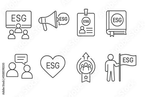 Esg, sustainability line icon set. environment, governance icons collection
